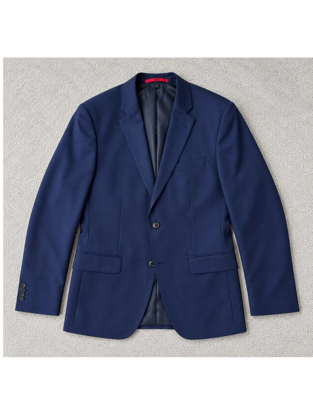 HUGO HUGO BOSS Navy Blue Wool Sport Coat Blazer 36S Two-Button Dual Vent Modern